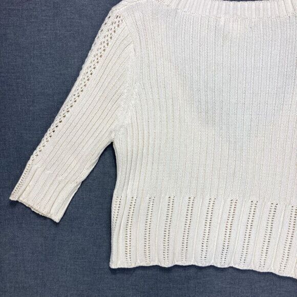 Candies V- Neck Cardigan Womens S Girls XL Ivory Knit Casual Minimalist Sweater - Picture 7 of 15